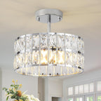 Modern Crystal Ceiling Light Semi Flush Mount Chandelier