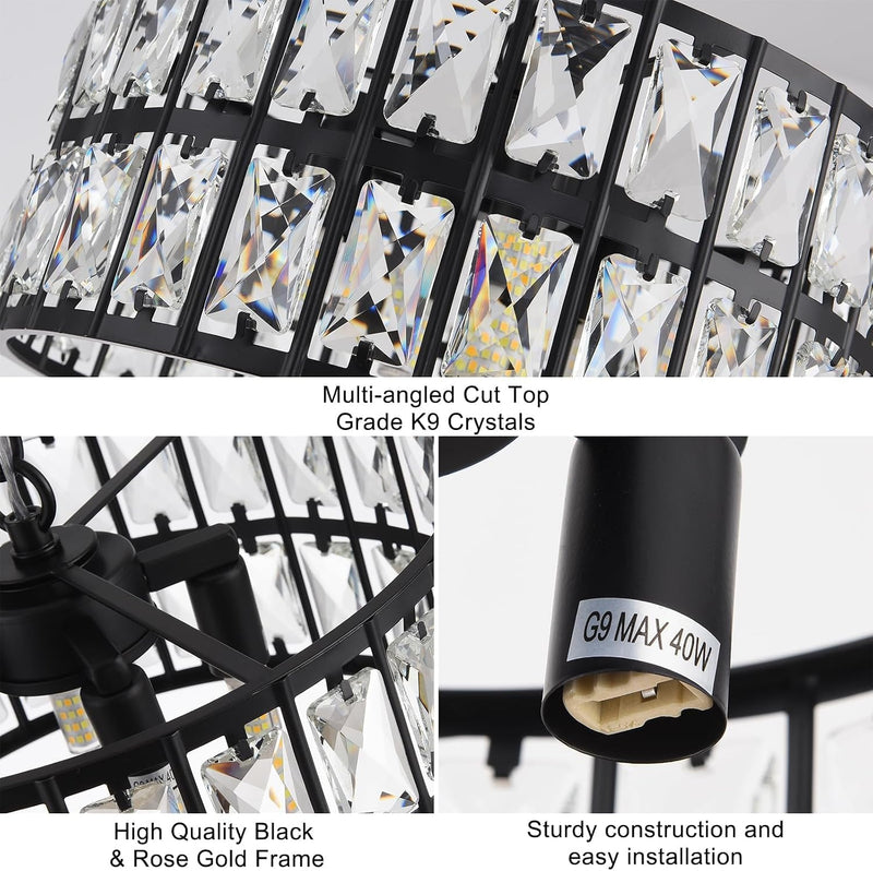 Modern Crystal Ceiling Light Semi Flush Mount Chandelier