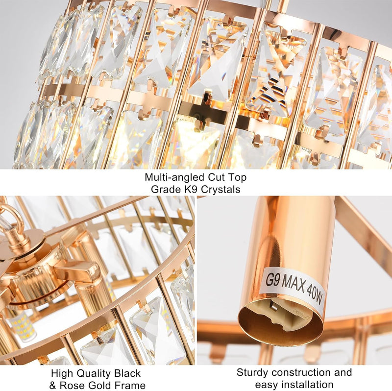 Modern Crystal Ceiling Light Semi Flush Mount Chandelier