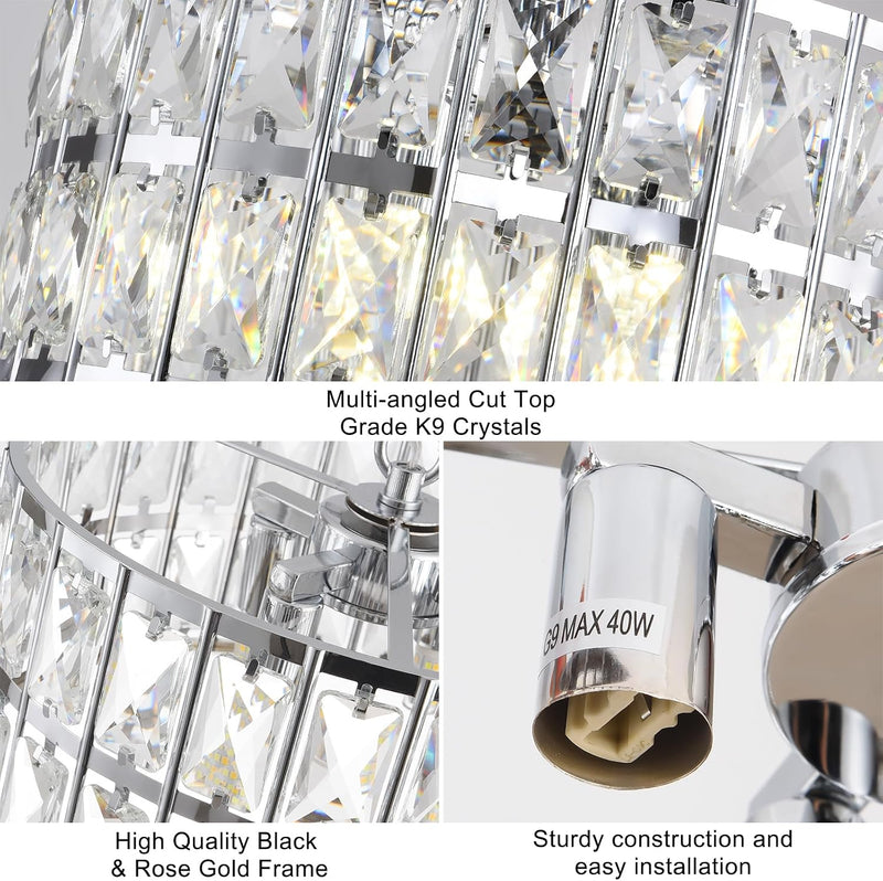 Modern Crystal Ceiling Light Semi Flush Mount Chandelier