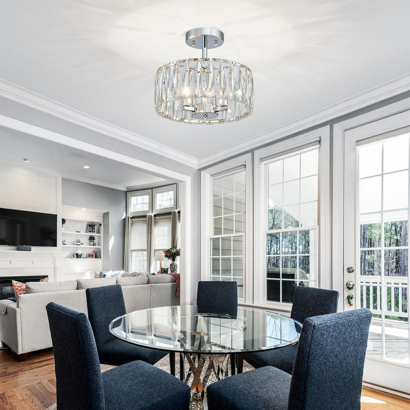 Modern Crystal Ceiling Light Semi Flush Mount Chandelier