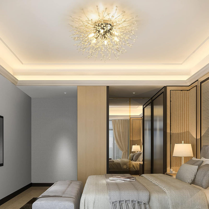 Modern Crystal Ceiling Lights for Living Room Chrome