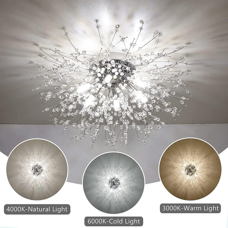 Modern Crystal Ceiling Lights for Living Room Chrome