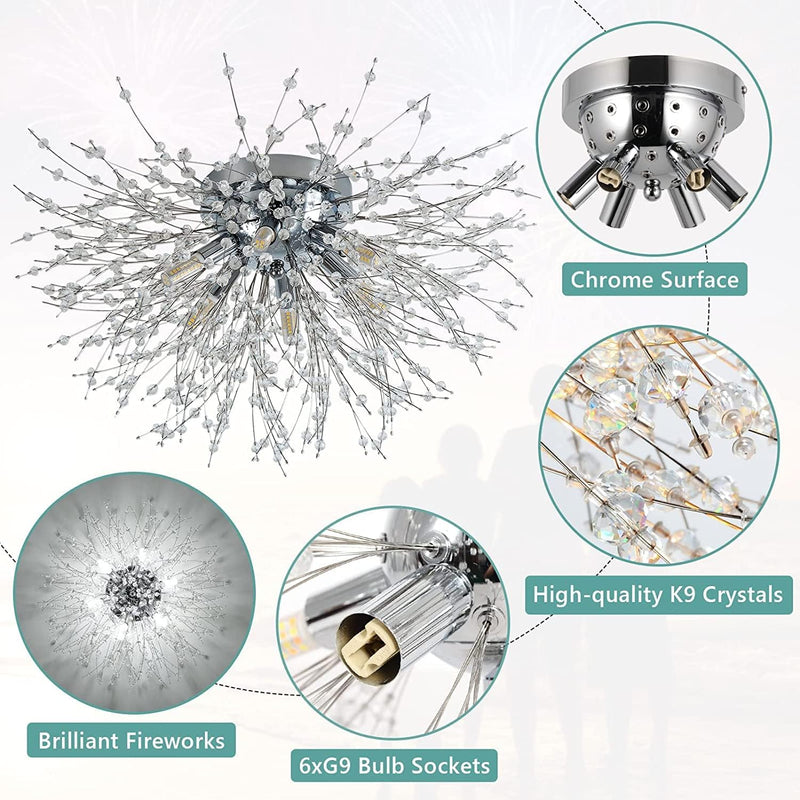 Modern Crystal Ceiling Lights for Living Room Chrome