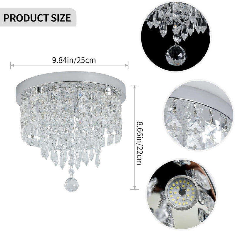 Modern Chrome Crystal Kitchen Ceiling Light 30CM LED