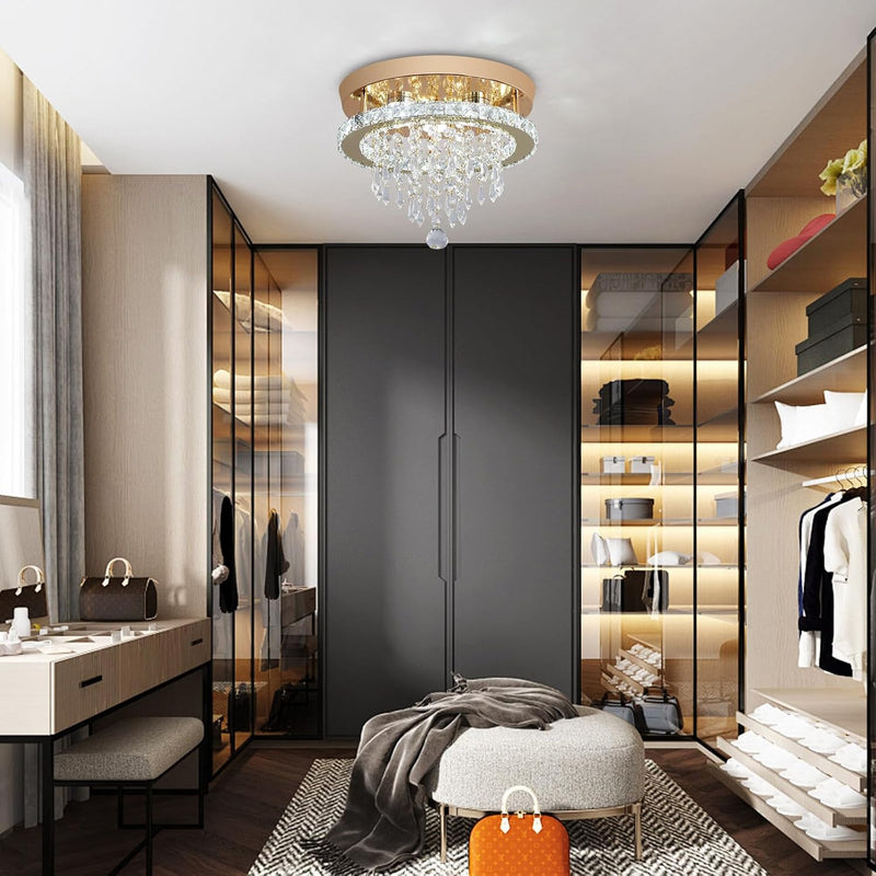 Modern Chrome Crystal Kitchen Ceiling Light 30CM LED