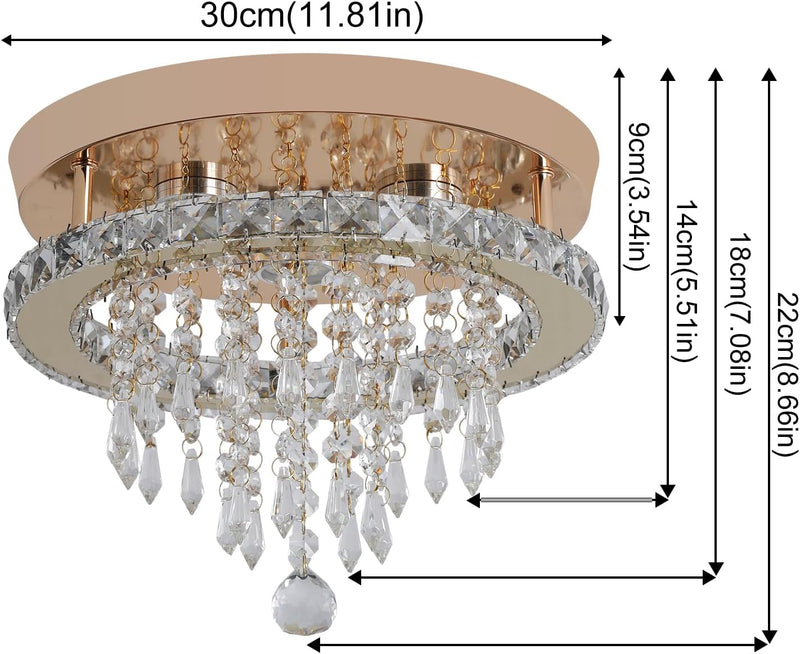 Modern Chrome Crystal Kitchen Ceiling Light 30CM LED