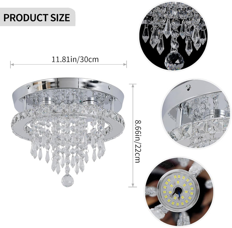 Modern Chrome Crystal Kitchen Ceiling Light 30CM LED