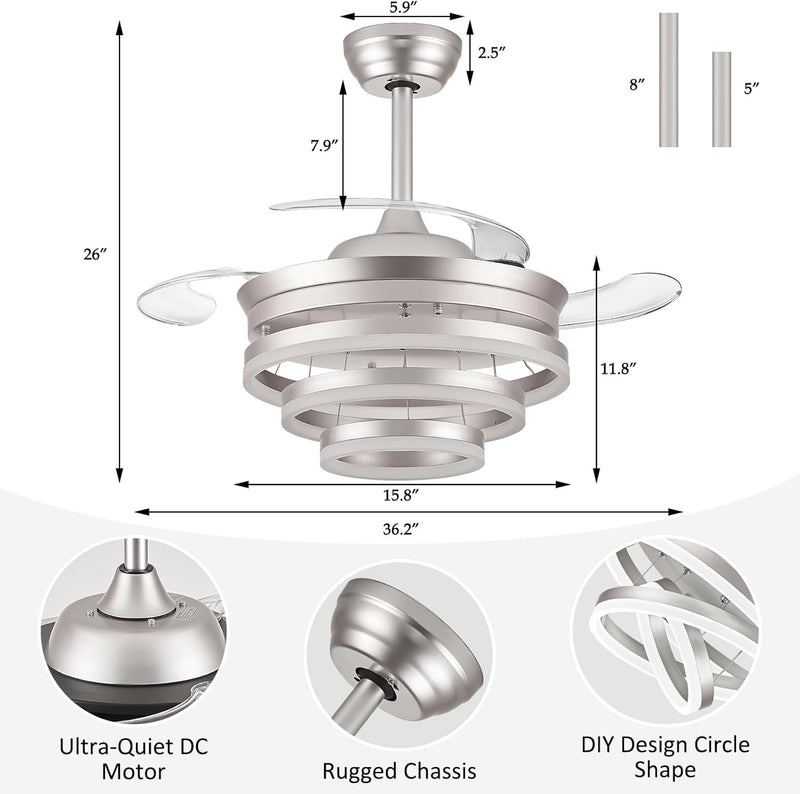 Modern Crystal Chandelier Ceiling Fan with Light 42