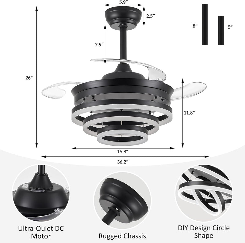 Modern Crystal Chandelier Ceiling Fan with Light 42