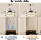 Modern Crystal Chandelier Ceiling Fan with Light 42