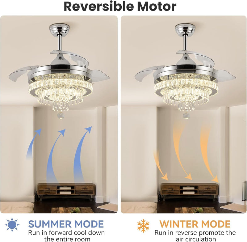 Modern Crystal Chandelier Ceiling Fan with Light 42