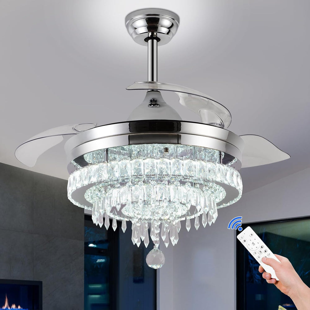 Modern Crystal Chandelier Ceiling Fan with Light 42
