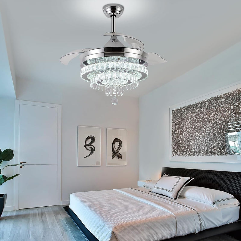 Modern Crystal Chandelier Ceiling Fan with Light 42