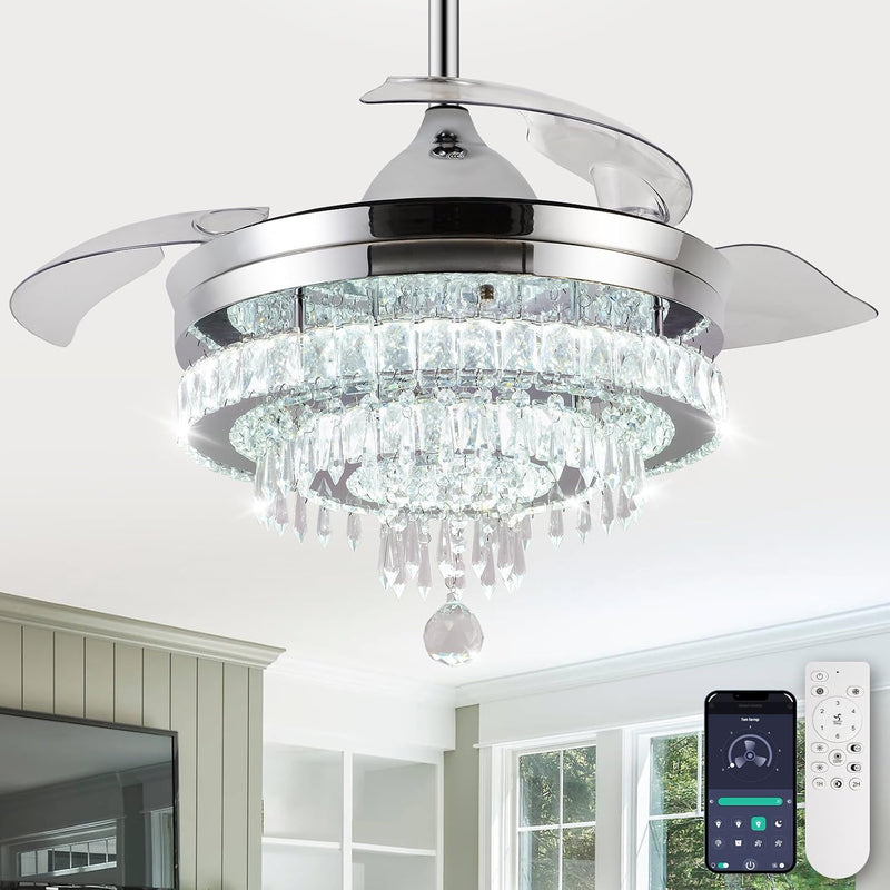 Modern Crystal Chandelier Ceiling Fan with Light 42