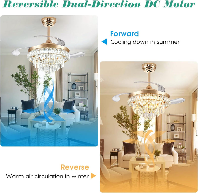 Modern Crystal Chandelier Ceiling Fan with Light 42