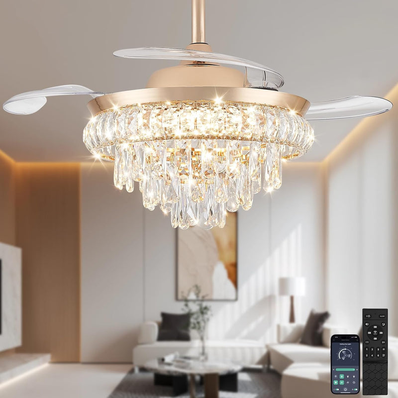 Modern Crystal Chandelier Ceiling Fan with Light 42