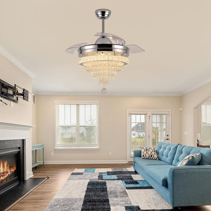 Modern Crystal Chandelier Ceiling Fan with Light 42