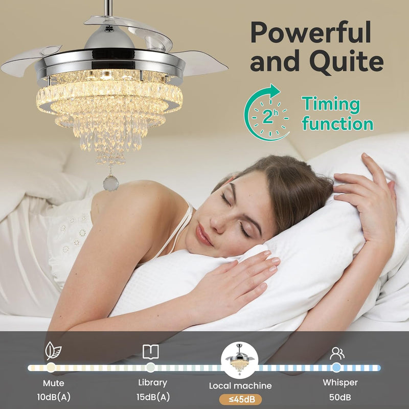Modern Crystal Chandelier Ceiling Fan with Light 42
