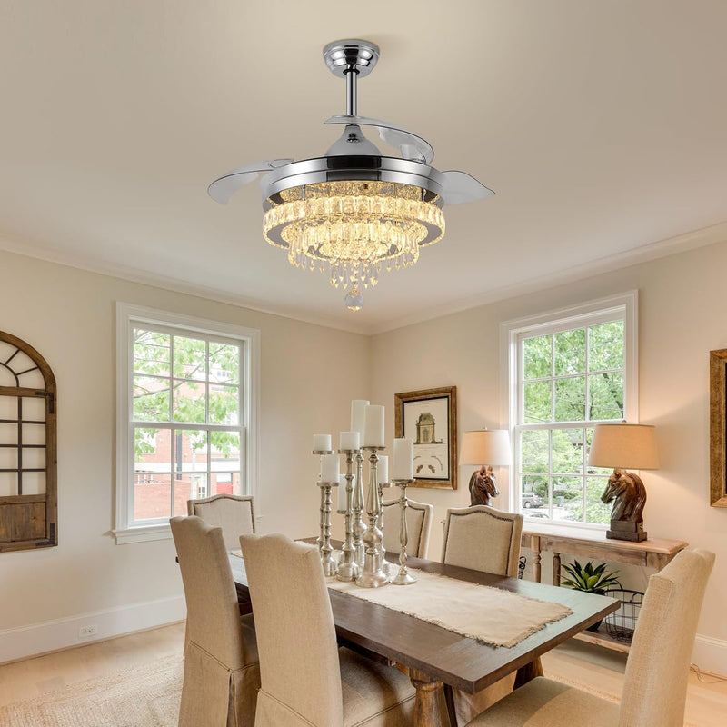 Modern Crystal Chandelier Ceiling Fan with Light 42