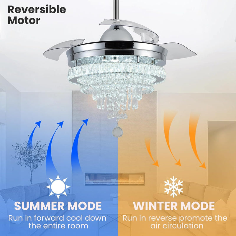 Modern Crystal Chandelier Ceiling Fan with Light 42