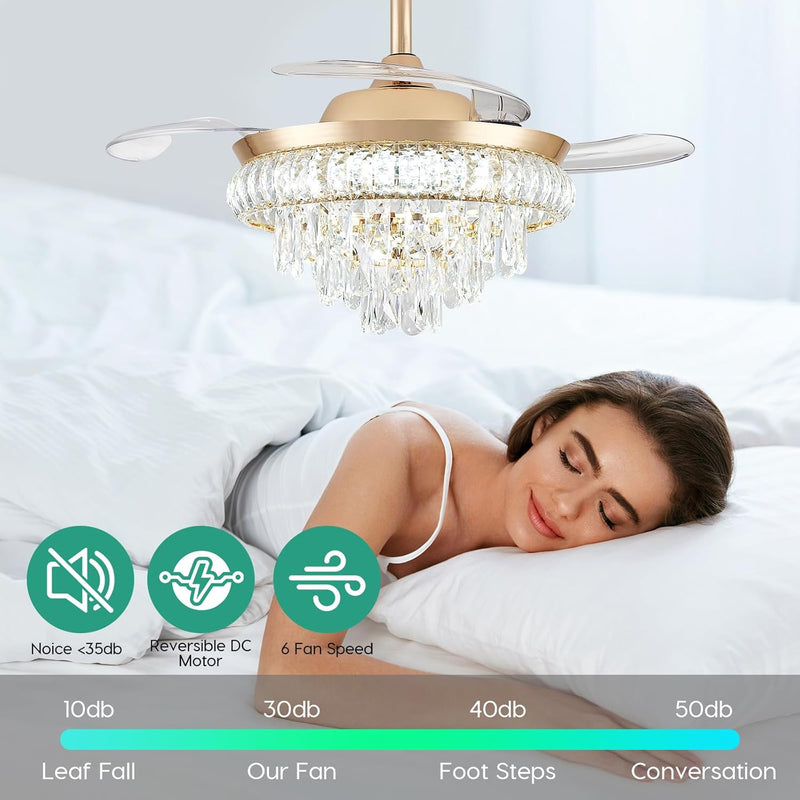 Modern Crystal Chandelier Ceiling Fan with Light 42
