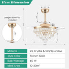 Modern Crystal Chandelier Ceiling Fan with Light 42