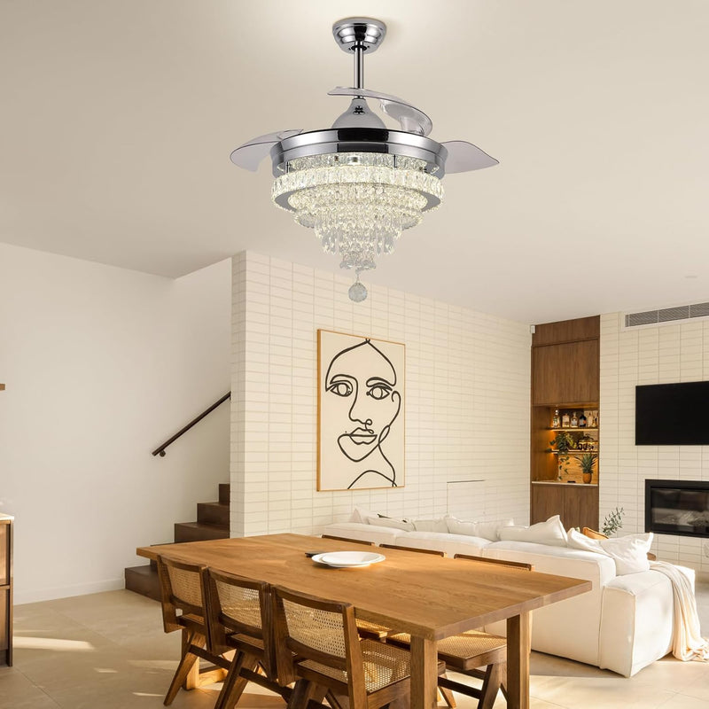 Modern Crystal Chandelier Ceiling Fan with Light 42