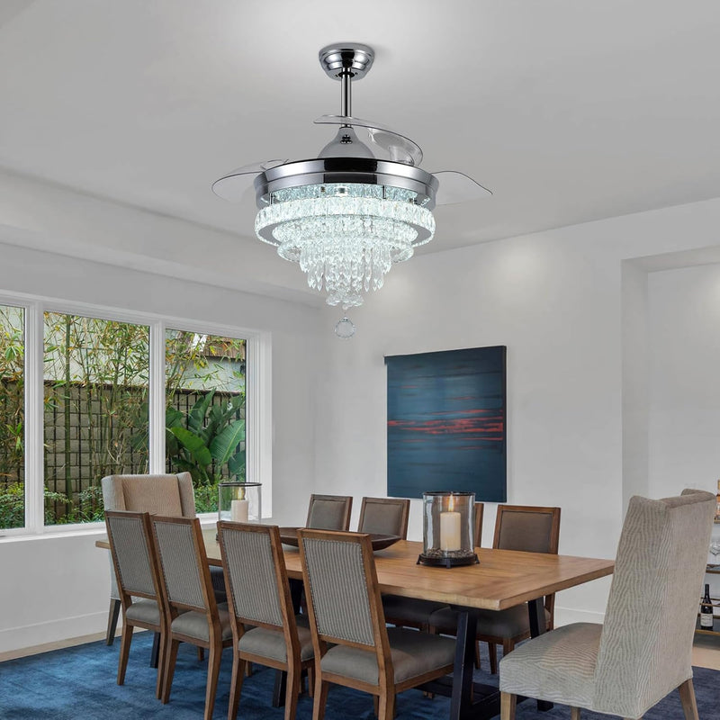 Modern Crystal Chandelier Ceiling Fan with Light 42