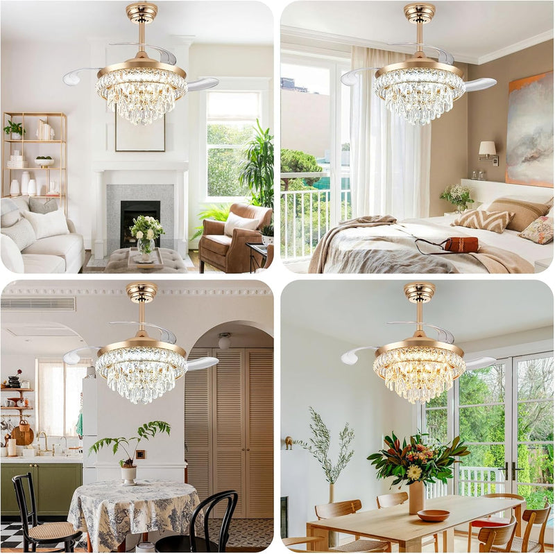 Modern Crystal Chandelier Ceiling Fan with Light 42
