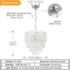 Modern Crystal Chandelier Chrome Round Glass Pendant Light