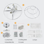 Modern Crystal Chandelier Chrome Round Glass Pendant Light