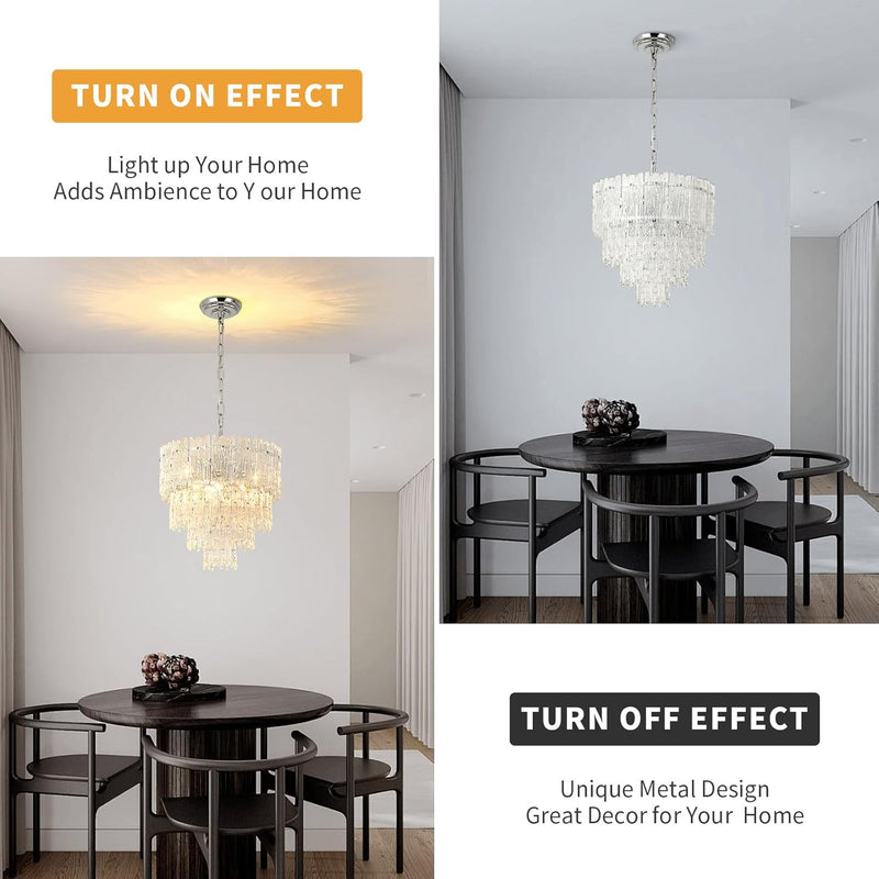 Crystal Chandelier Chrome Round Glass Pendant Light Raindrop