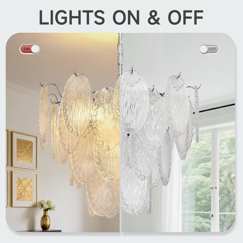 Crystal Chandelier Chrome Round Glass Pendant Light Raindrop