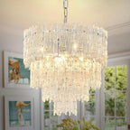 Modern Crystal Chandelier Chrome Round Glass Pendant Light