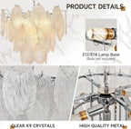 Modern Crystal Chandelier Chrome Round Glass Pendant Light