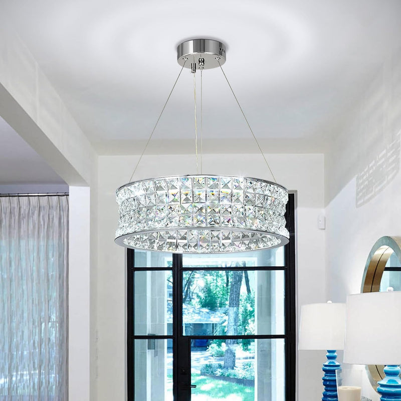 Modern Crystal Chandelier for Dining Room LED Chrome