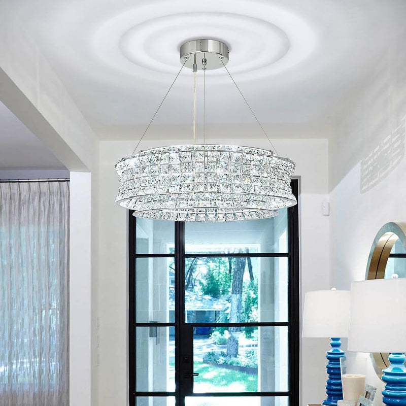 Modern Crystal Chandelier for Dining Room LED Chrome