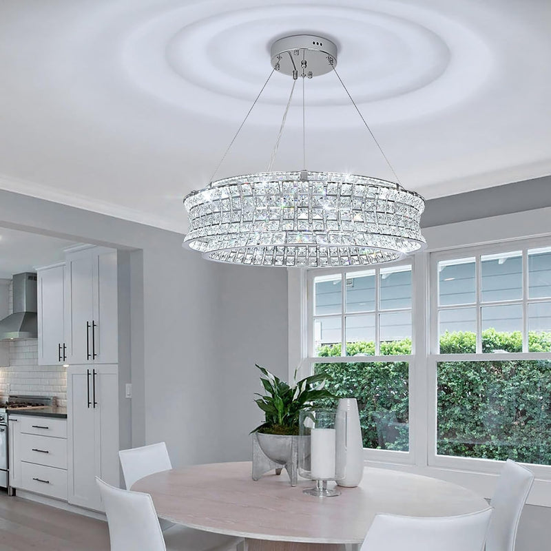 Modern Crystal Chandelier for Dining Room LED Chrome