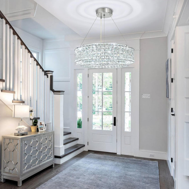 Modern Crystal Chandelier for Dining Room LED Chrome