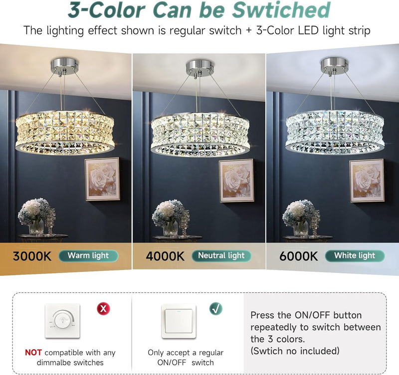 Modern Crystal Chandelier for Dining Room LED Chrome