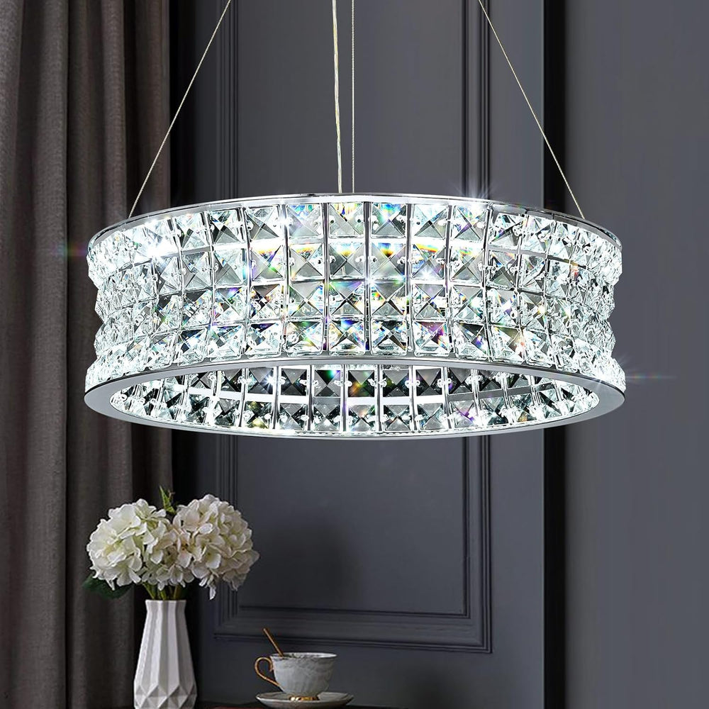 Modern Crystal Chandelier for Dining Room LED Chrome
