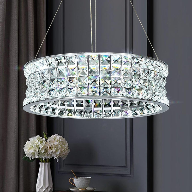 Modern Crystal Chandelier for Dining Room LED Chrome