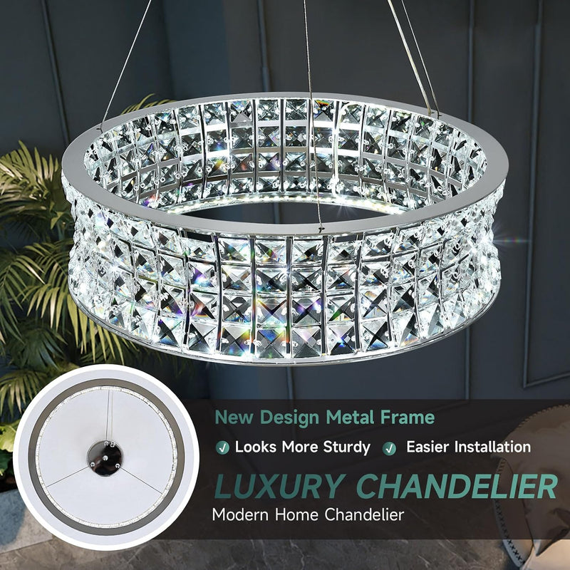 Modern Crystal Chandelier for Dining Room LED Chrome