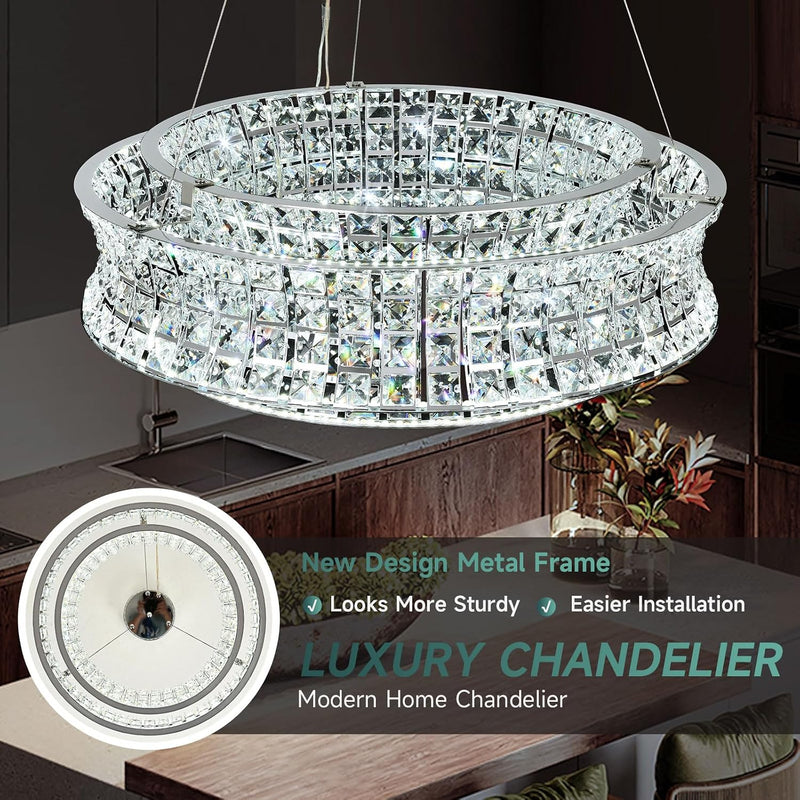 Modern Crystal Chandelier for Dining Room LED Chrome
