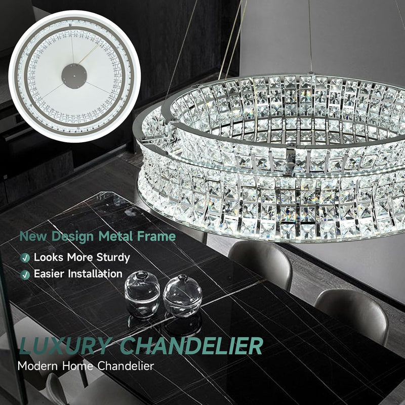 Modern Crystal Chandelier for Dining Room LED Chrome