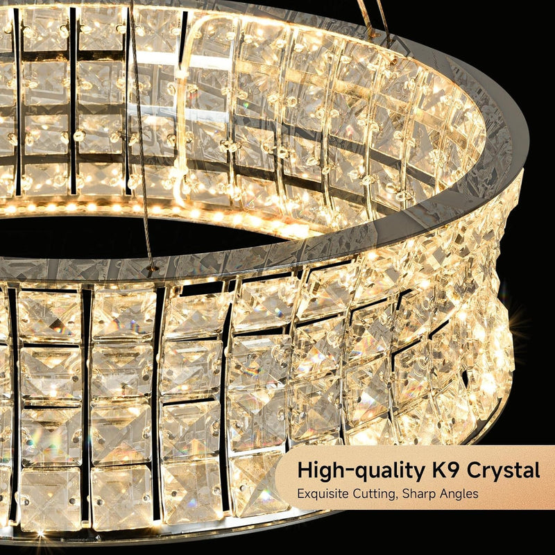 Modern Crystal Chandelier for Dining Room LED Chrome