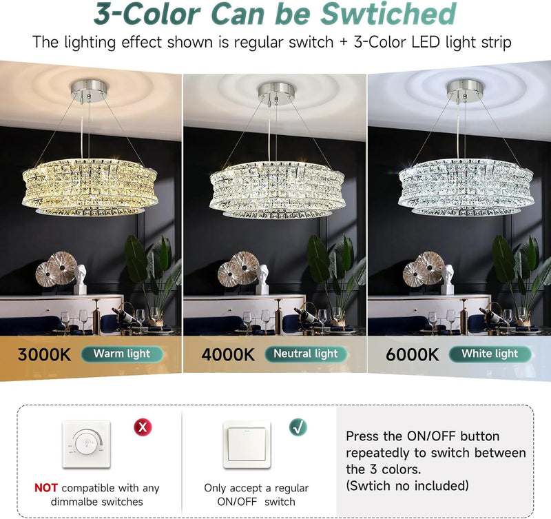 Modern Crystal Chandelier for Dining Room LED Chrome