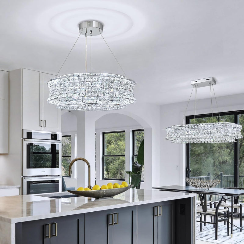 Modern Crystal Chandelier for Dining Room LED Chrome