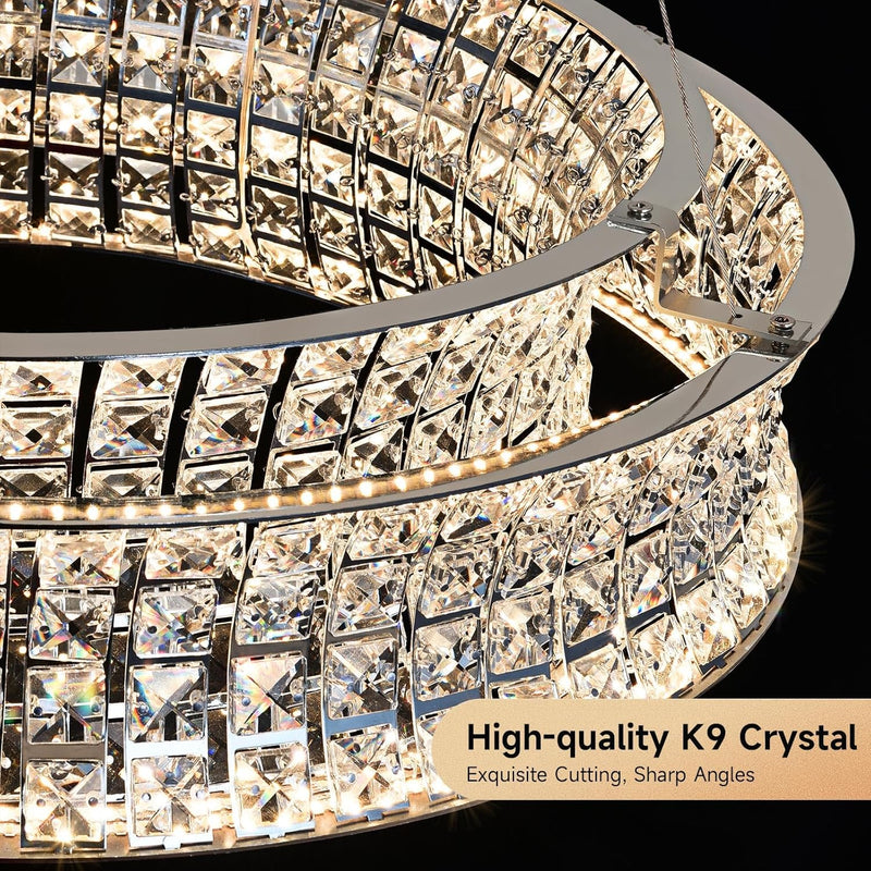 Modern Crystal Chandelier for Dining Room LED Chrome